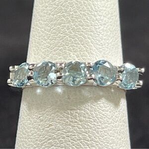 Pastel Blue Topaz 5-Stone Sterling Silver Ring